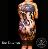 Rob Diamond has been tattooing professionally in Central Pennsylvania since 2010, focusing on large scale pieces with bold, bright color, with a passion particularly in Japanese influenced imagery. His clients are guaranteed to receive a 100% custom, original concept. Rob also uses other mediums such as acrylics, watercolor and pencil. Essentially, anything creative and art related.